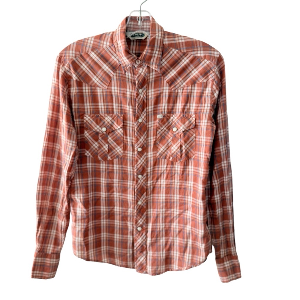 Vintage Salt Valley Western Pearl Snap Shirt Women’s XS Plaid Rust Orange Cream